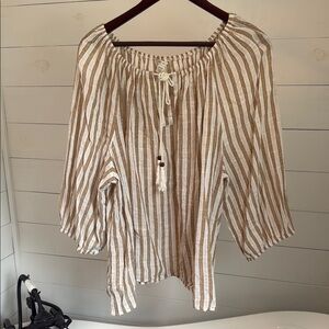 Cato Brown and White Striped Blouse